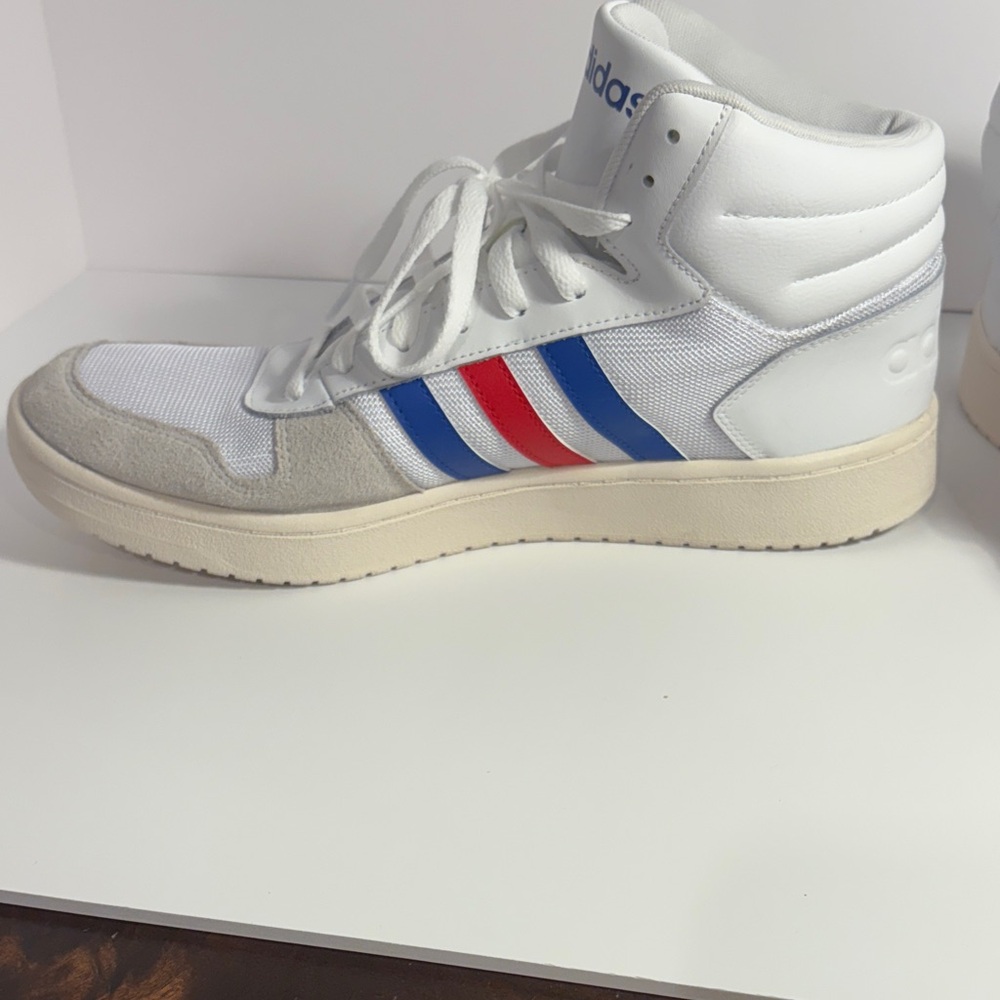 adidas White Athletic Shoes with Blue and Red Stripes - Picture 4 of 9